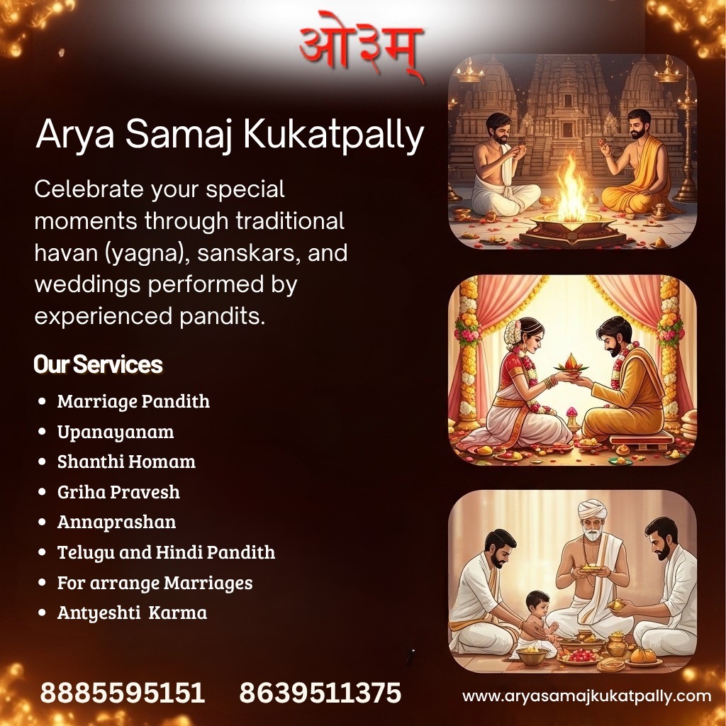Arya Samaj Services Near Me in Kukatpally – Trusted Vedic Rituals & Marriage Services