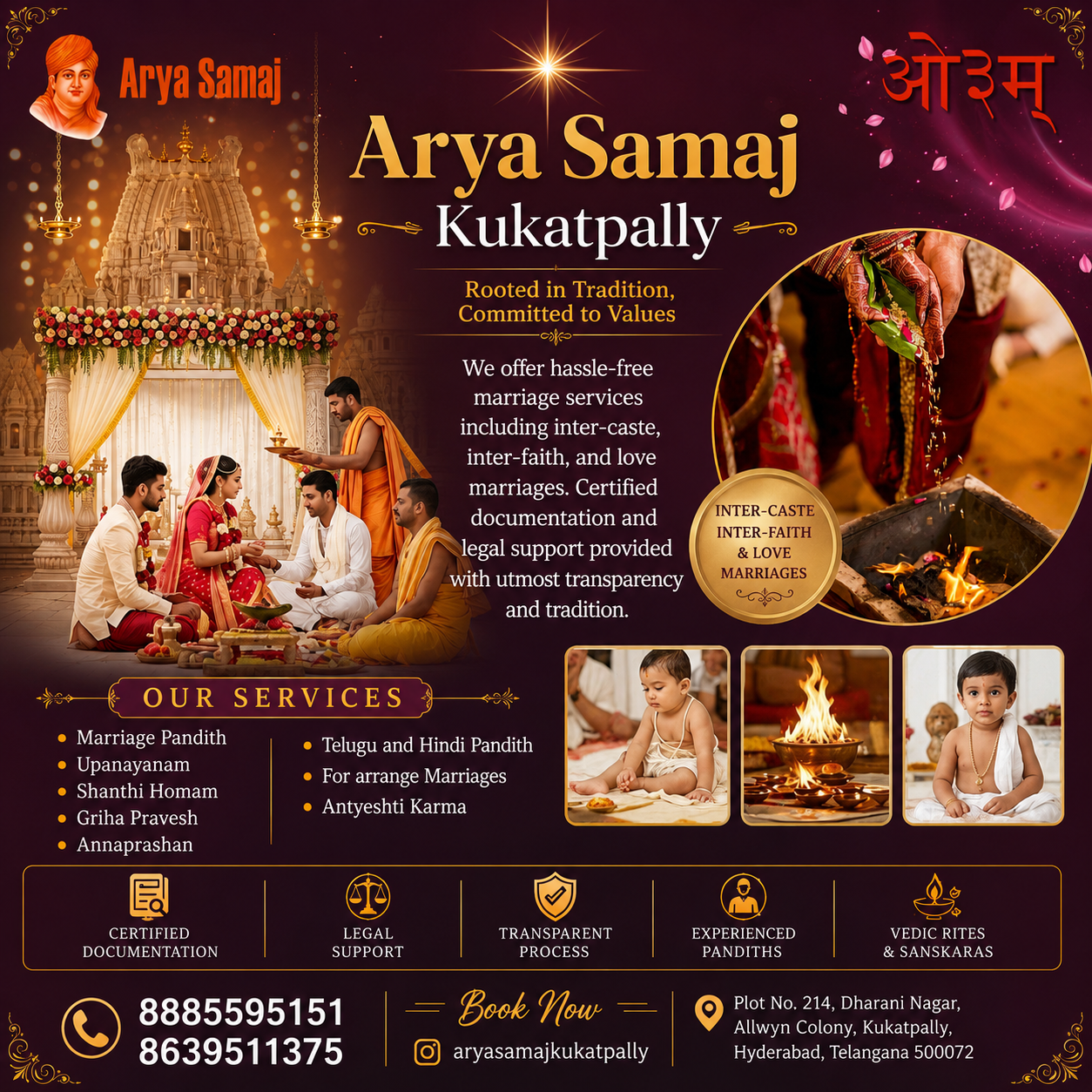 Legal Arya Samaj Marriage Registration in Hyderabad – Trusted Vedic Marriage Services