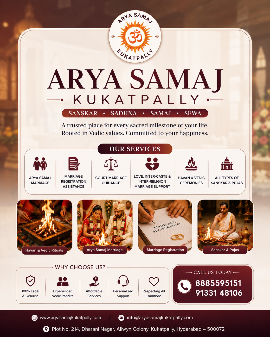Vedic Marriage Services at Arya Samaj Hyderabad – Traditional Wedding Ceremonies